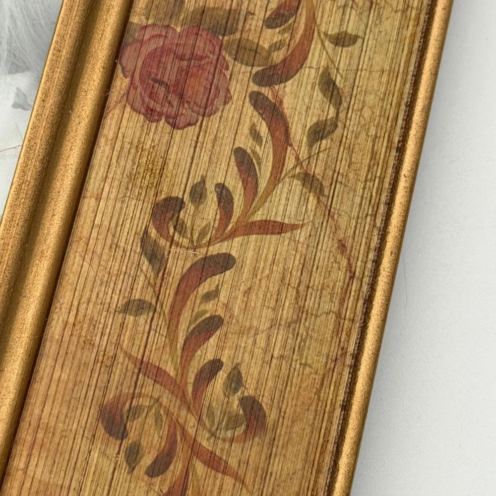 Vintage Floral Gold Leaf Photo Album Picture Frame Cover Rose Vine Shabby Chic